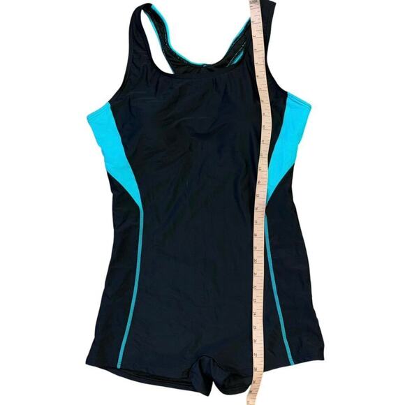 NWT My Charmo UPF 50 Conservative Black Blue Swimsuit Women’s L Beach Summer - Picture 6 of 13